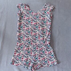 Hatley White Floral Romper with Navy, Teal & Pink Accents